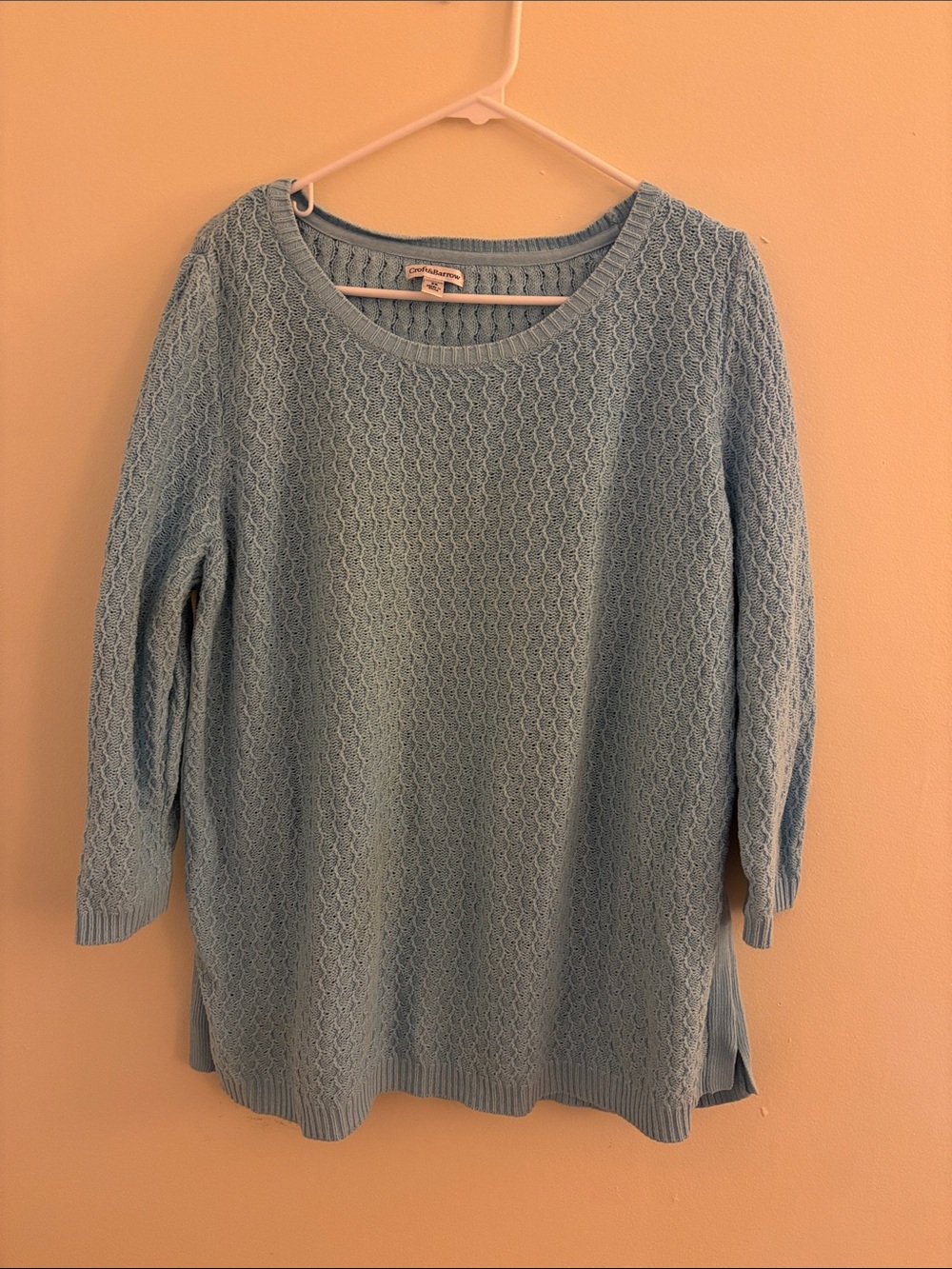 croft & barrow Light Blue Scoop Neck Knit Sweater